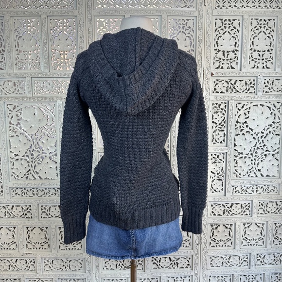 Y2K Old Navy Gray Lambs Wool Angora Blend Chunky Hooded Sweater Sz Womens Medium - Picture 6 of 8